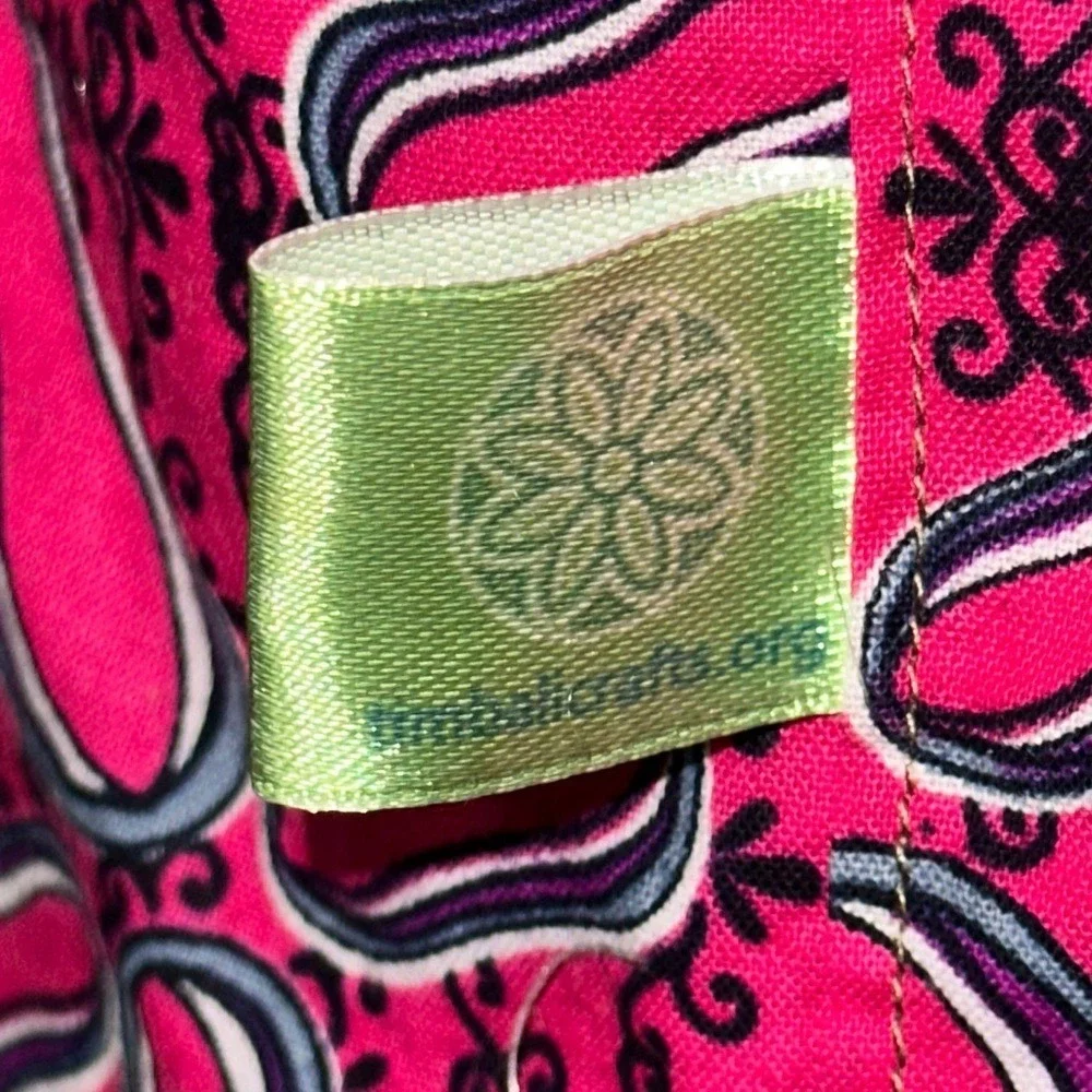 Global Mamas Pink Purple Batik Print Cotton Apron with Front Pocket Fair Trade